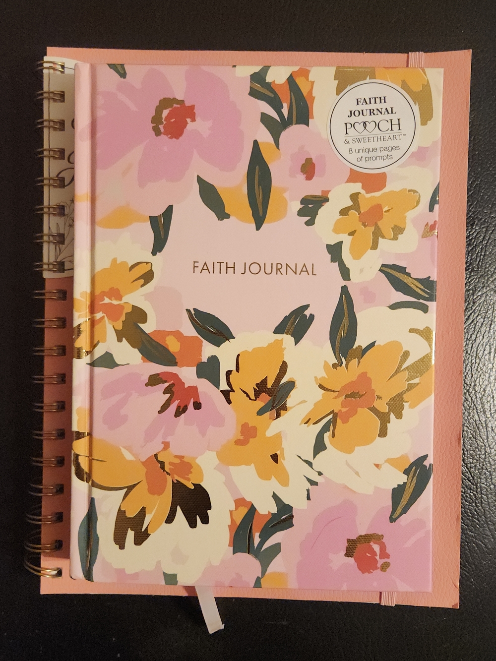 Pooch And Sweatheart Faith And Prayer Journal Floral Hardcover  Pink, Yellow 2